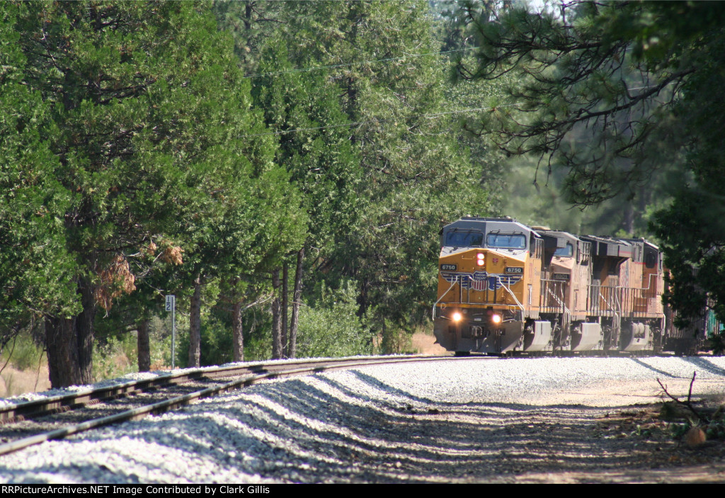 Eastbound general freight climbing the #2 track at Weimar.